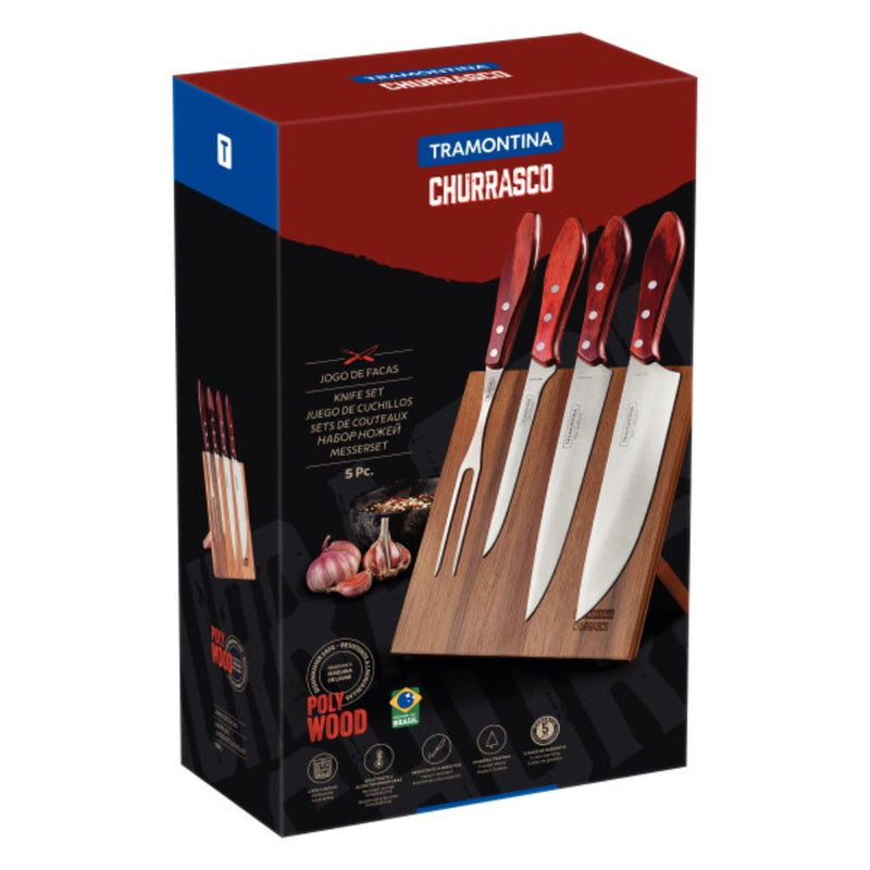 Tramontina Churrasco Barbecue Knife Block 5 Piece - Brown copy