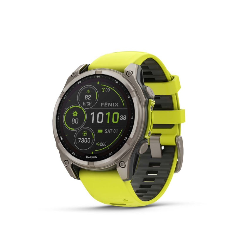 Garmin Fenix 8 47mm Solar Sapphire (Titanium with Amp Yellow/Graphite Silicone Band)