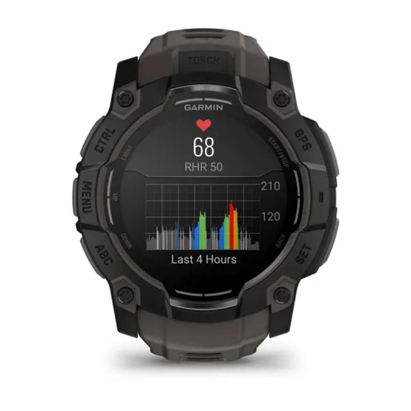 Garmin Instinct 3 – 50 mm, AMOLED Black with Charcoal Silicone Band