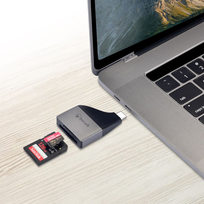 Bonelk USB-C to MicroSD/SD Adapter (Black) Space Grey